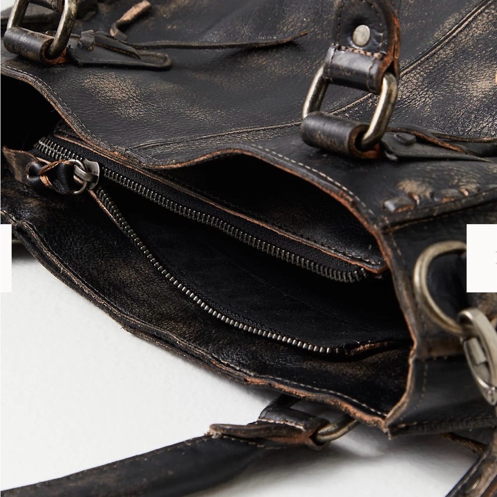 Bed Stu Distressed Black & Brown Leather Shoulder Tote - Picture 5 of 6